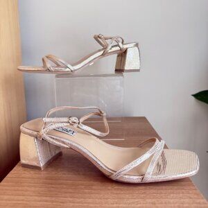 Badgley Mischka Carlota Textured Block-Heeled Sandals